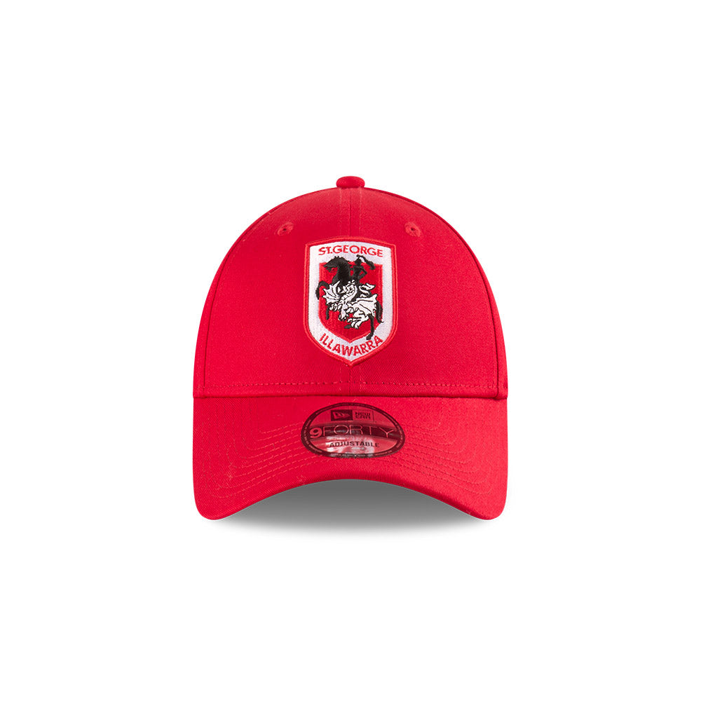 St George Illawarra Dragons Hat - 2025 NRL Badged Red OTC 9Forty Strapback Cap - New Era